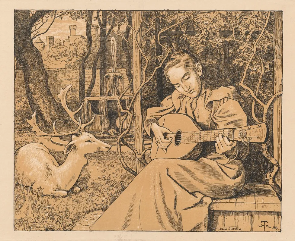 The Lute Player An Allegory Of Music Wall Art by Hans Thoma - High-Resolution Digital Print