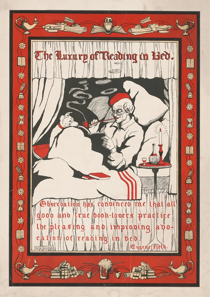 The Luxury Of Reading In Bed Wall Art by Julia Greene - High-Resolution Digital Print