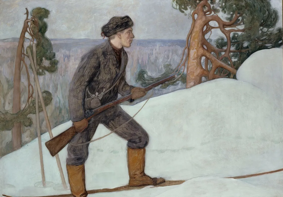 The Lynx Hunter Wall Art by Pekka Halonen - High-Resolution Digital Print