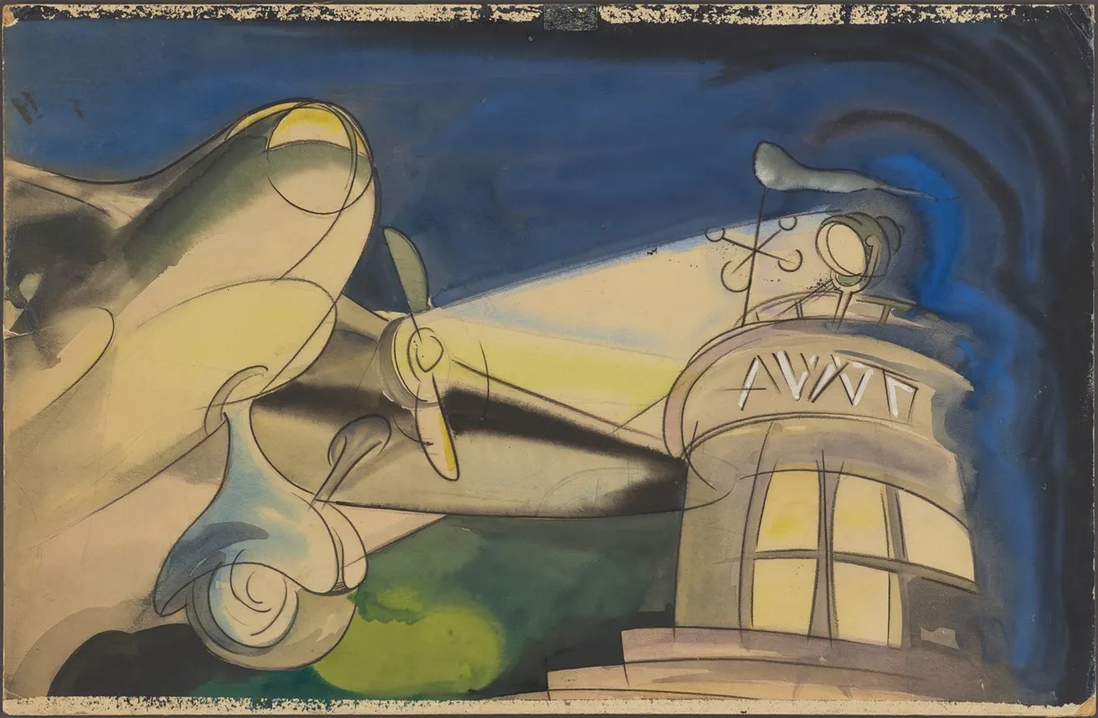The Machine Age Airport Exterior Wall Art by Walter Walden - High-Resolution Digital Print