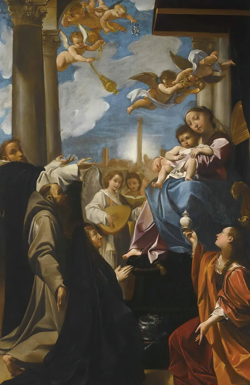The Madonna And Child Enthroned With Angels Saint Dominic Saint Francis The Magdalene And A Female Donor The Bargellini Madonna
