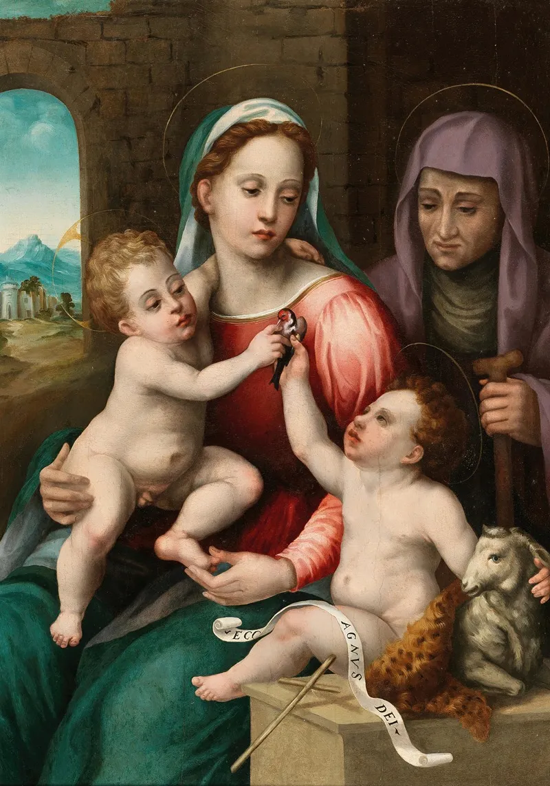 The Madonna And Child With Saint Elizabeth And The Infant Saint John The Baptist Wall Art by Master of Volterra - High-Resolution Digital Print