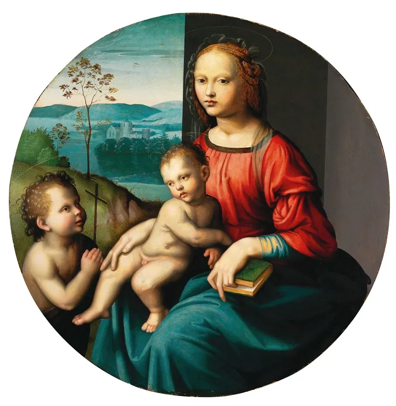 The Madonna And Child With The Infant Saint John The Baptist 2 Wall Art by The Master of the Scandicci Lamentation - High-Resolution Digital Print