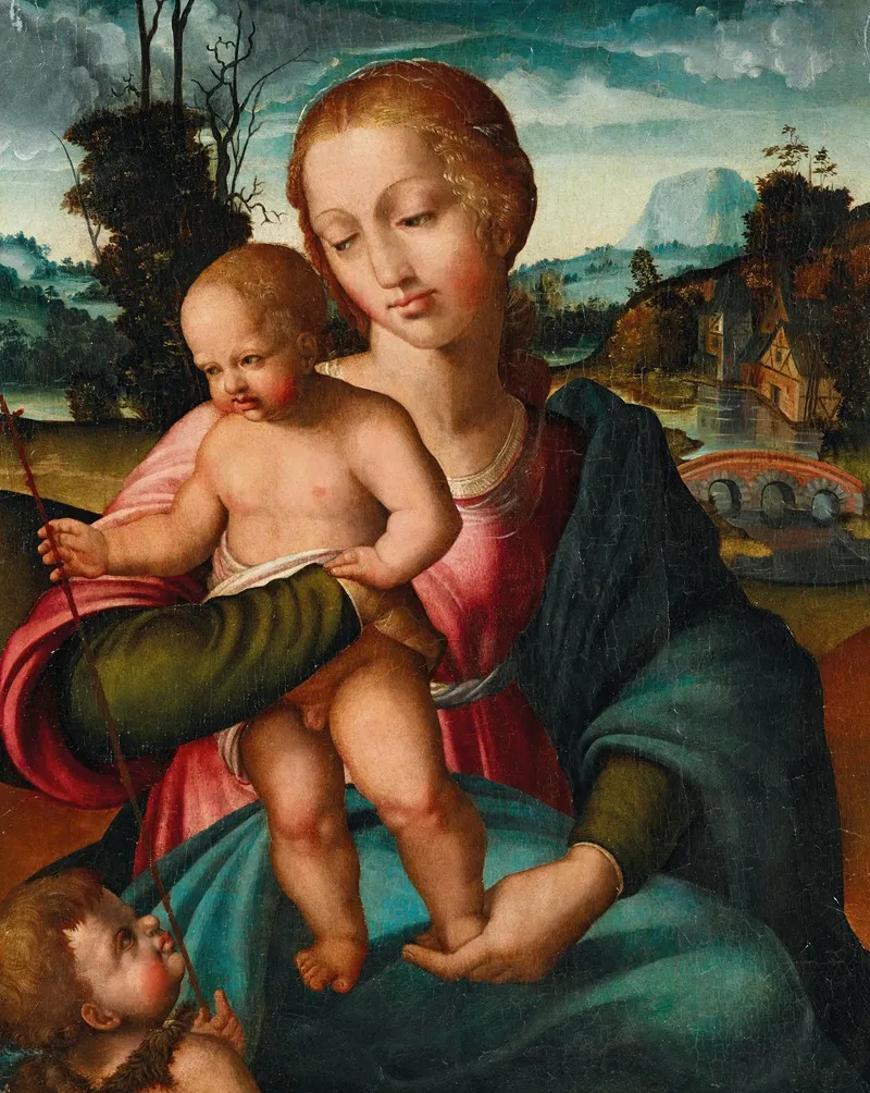 The Madonna And Child With The Infant Saint John The Baptist 9 Wall Art by Felipe Pablo de San Leocadio - High-Resolution Digital Print