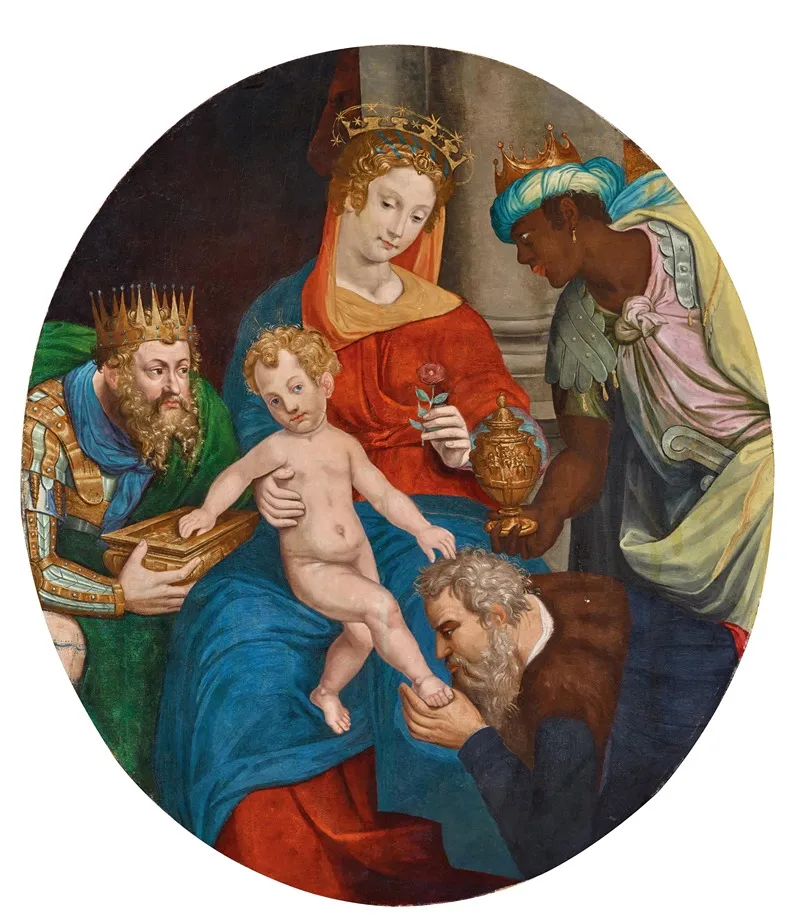 The Madonna And Child With The Magi Wall Art by Manner of Simon de Châlons - High-Resolution Digital Print