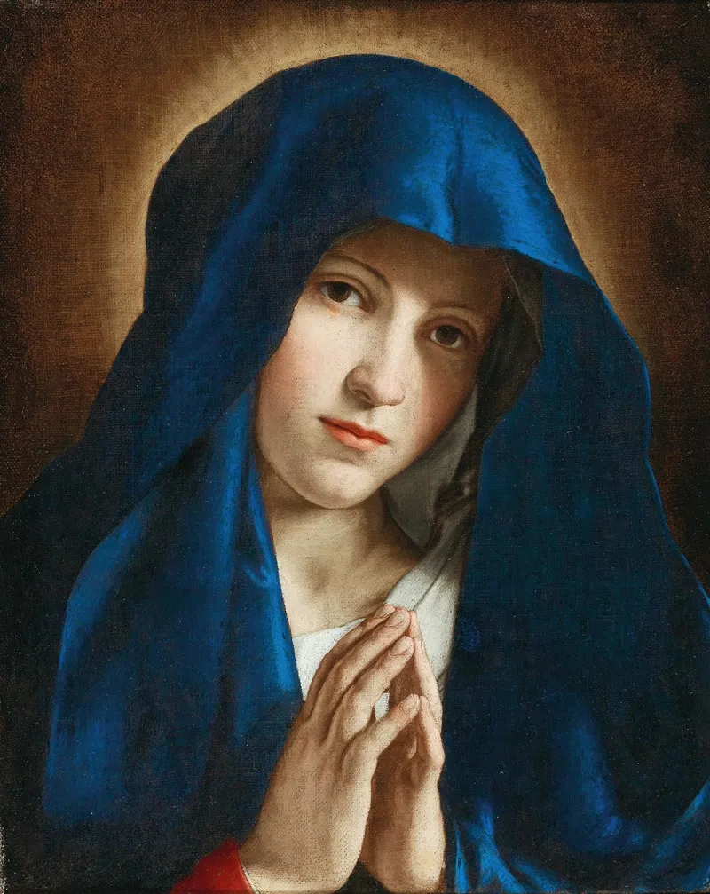The Madonna At Prayer Wall Art by Workshop of Giovanni Battista Salvi - High-Resolution Digital Print