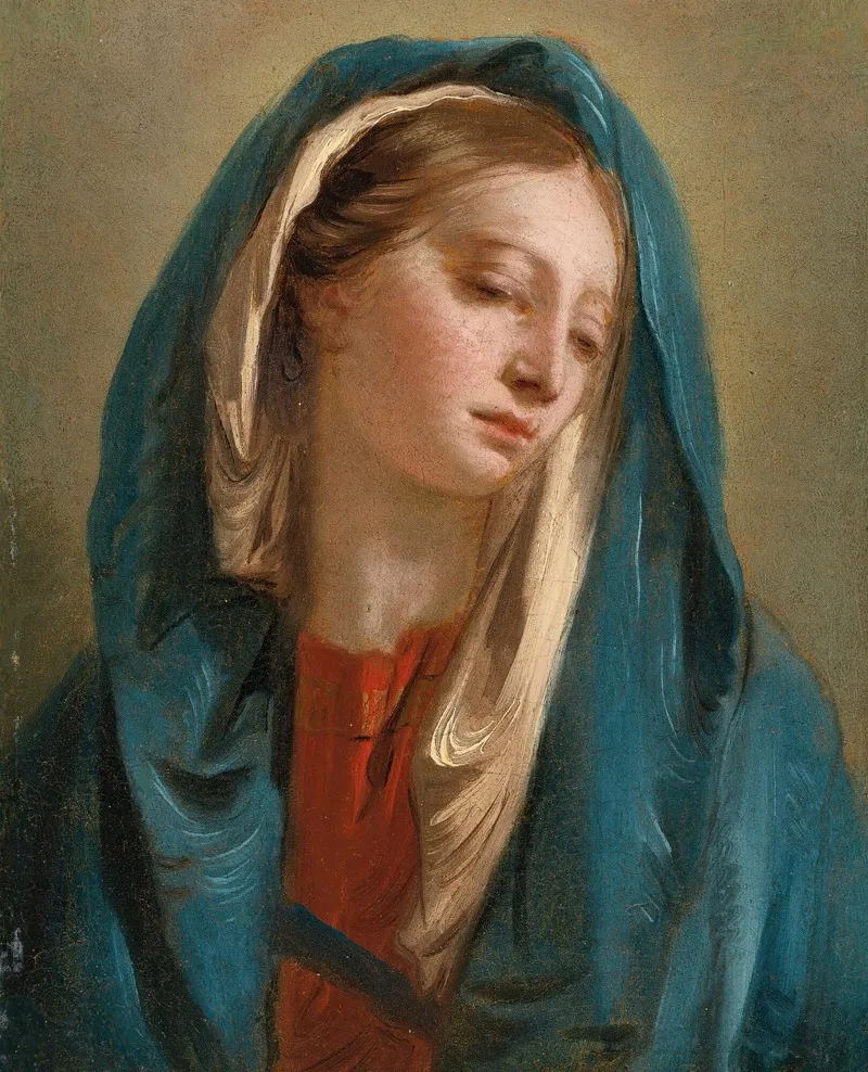 The Madonna Facing Front And Wearing A Blue Cloak