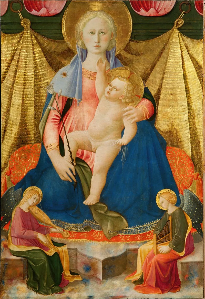 The Madonna Of Humility With Two Musician Angels Wall Art by Zanobi Strozzi - High-Resolution Digital Print