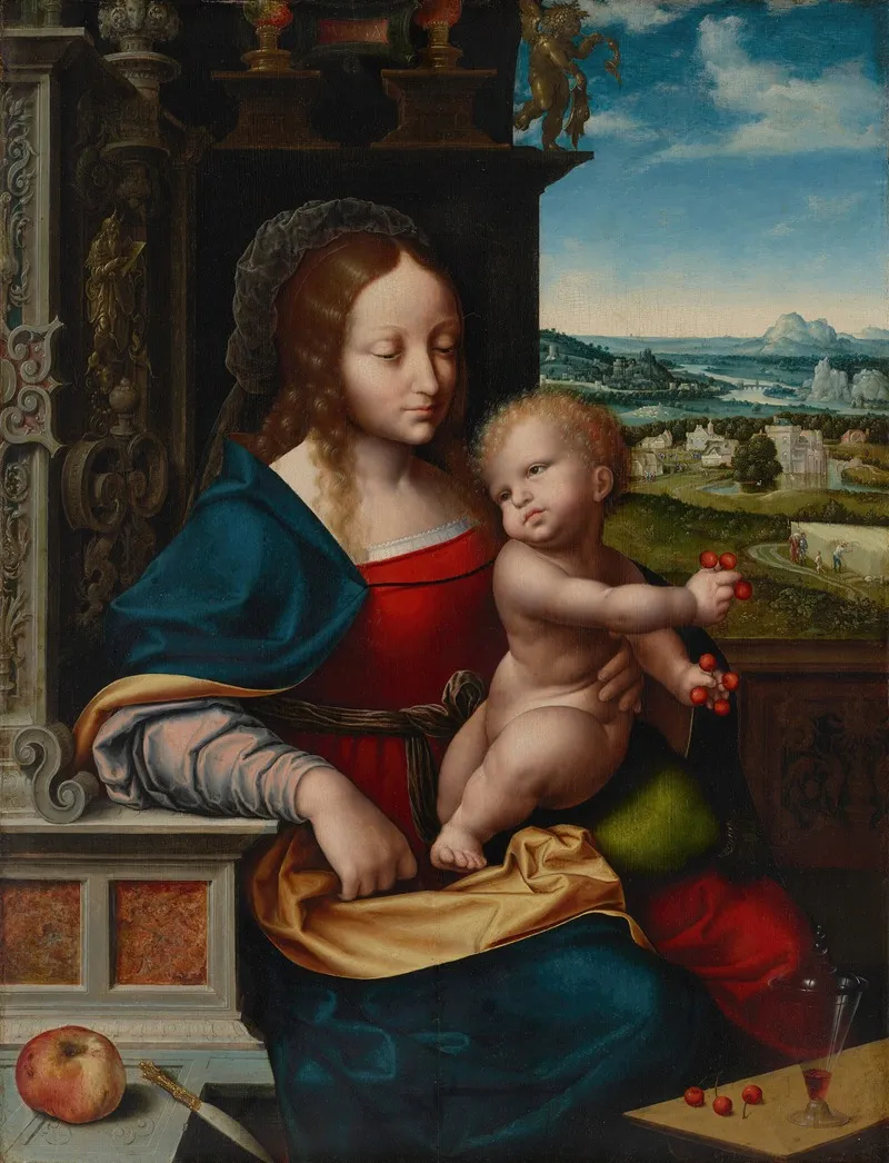 The Madonna Of The Cherries 2 Wall Art by Joos Van Cleve - High-Resolution Digital Print