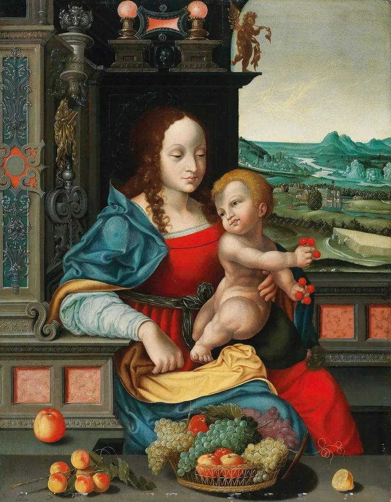 The Madonna Of The Cherries Wall Art by Follower of Joos van Cleve - High-Resolution Digital Print