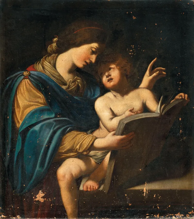 The Madonna Teaching The Christ Child To Read Wall Art by Lionello Spada - High-Resolution Digital Print