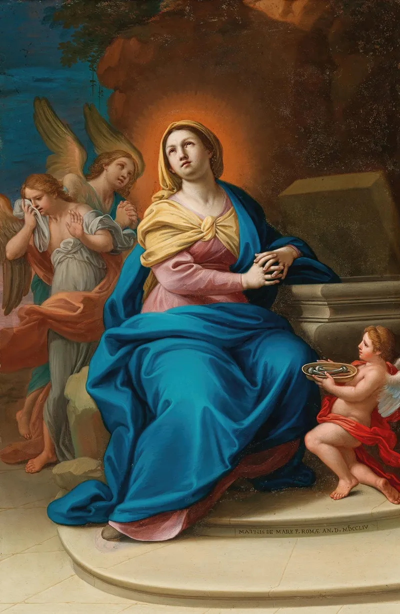 The Madonna With Angels And Three Nails Of The Cross Wall Art by Mattia de Mare - High-Resolution Digital Print