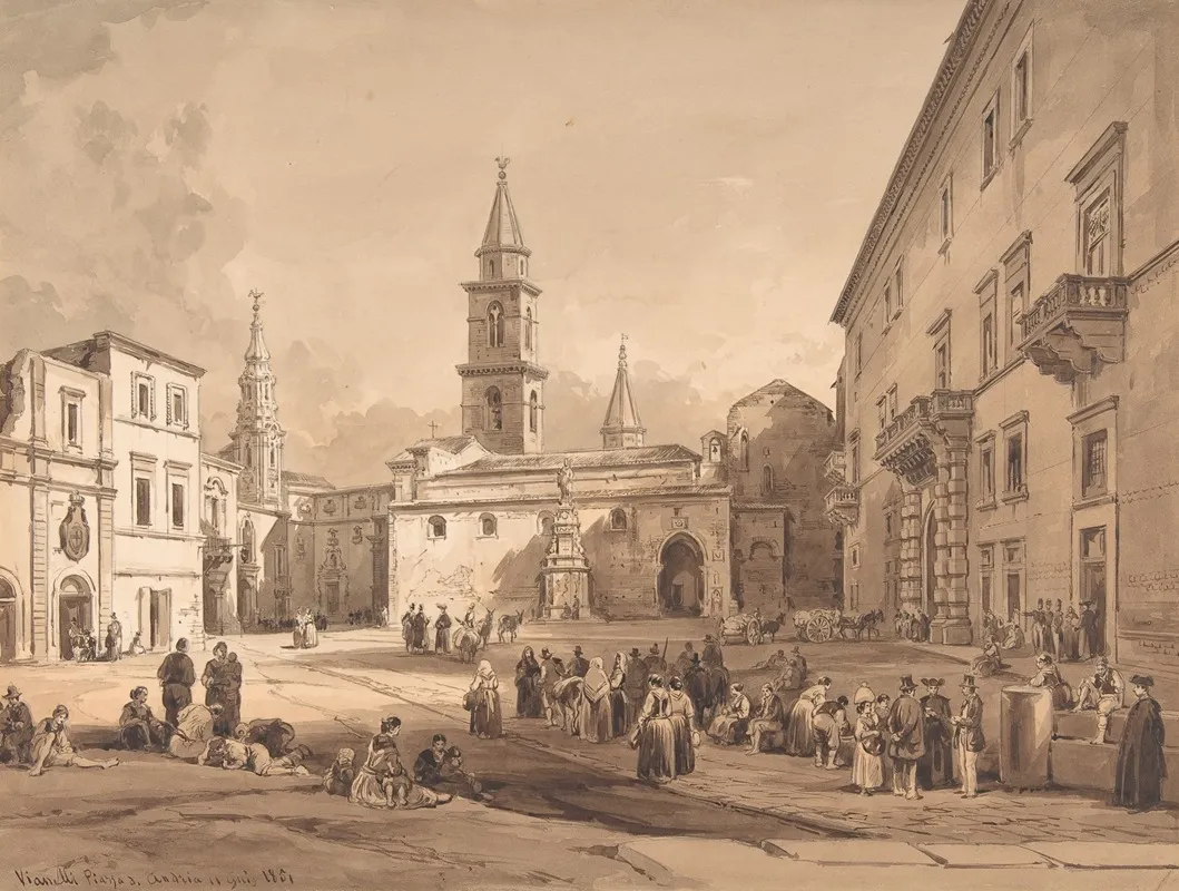 The Main Square In Andria Bari Wall Art by Achille Vianelli - High-Resolution Digital Print
