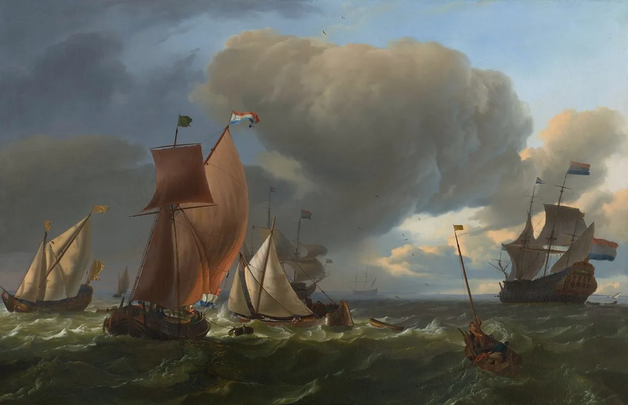 The Man O War Bruinvisch And Other Ships In Rough Sea