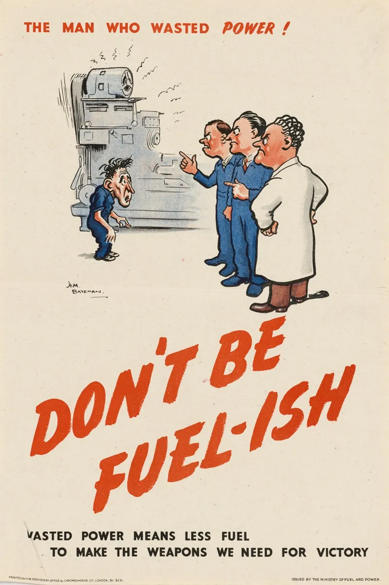 The Man Who Wasted Power Dont Be Fuel Ish Wall Art by Henry Mayo Bateman - High-Resolution Digital Print
