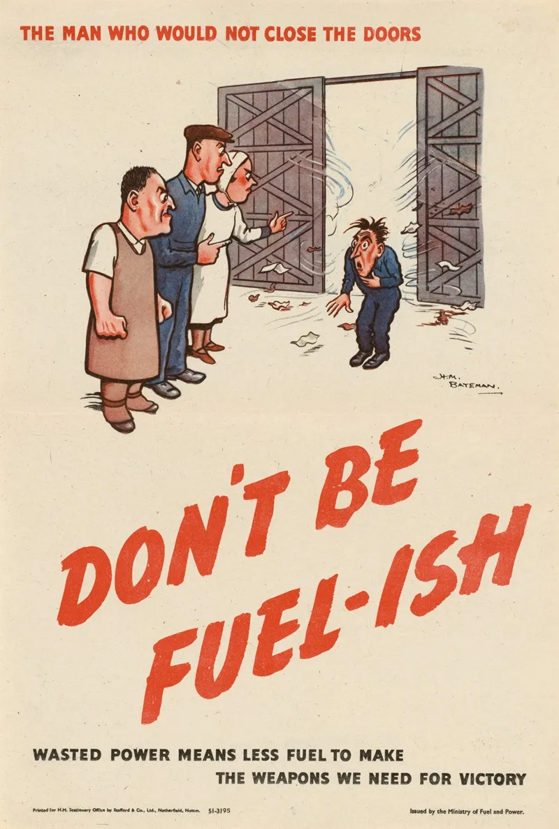 The Man Who Would Not Close The Doors Dont Be Fuel Ish Wall Art by Henry Mayo Bateman - High-Resolution Digital Print