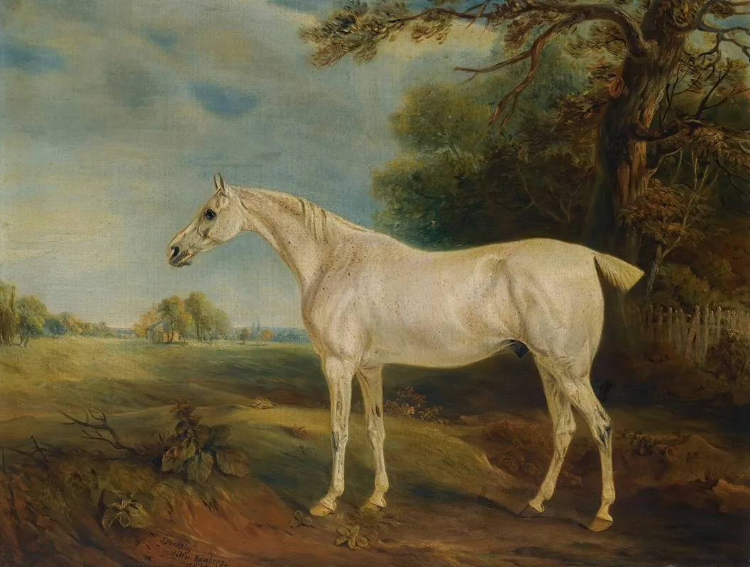The Marquess Of Huntlys Fleabitten Grey Hunter Wall Art by John Ferneley - High-Resolution Digital Print