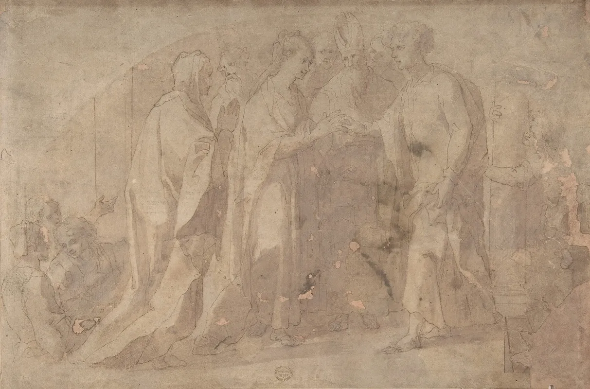 The Marriage Of The Virgin Lunette Wall Art by Giorgio Picchi the Younger - High-Resolution Digital Print