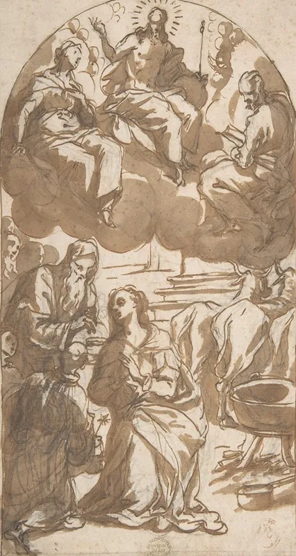 The Martyrdom Of Saint Lucy Her Last Communion Before Being Dragged By Oxen Wall Art by Giovanni Battista Maganza il Giovane - High-Resolution Digital Print