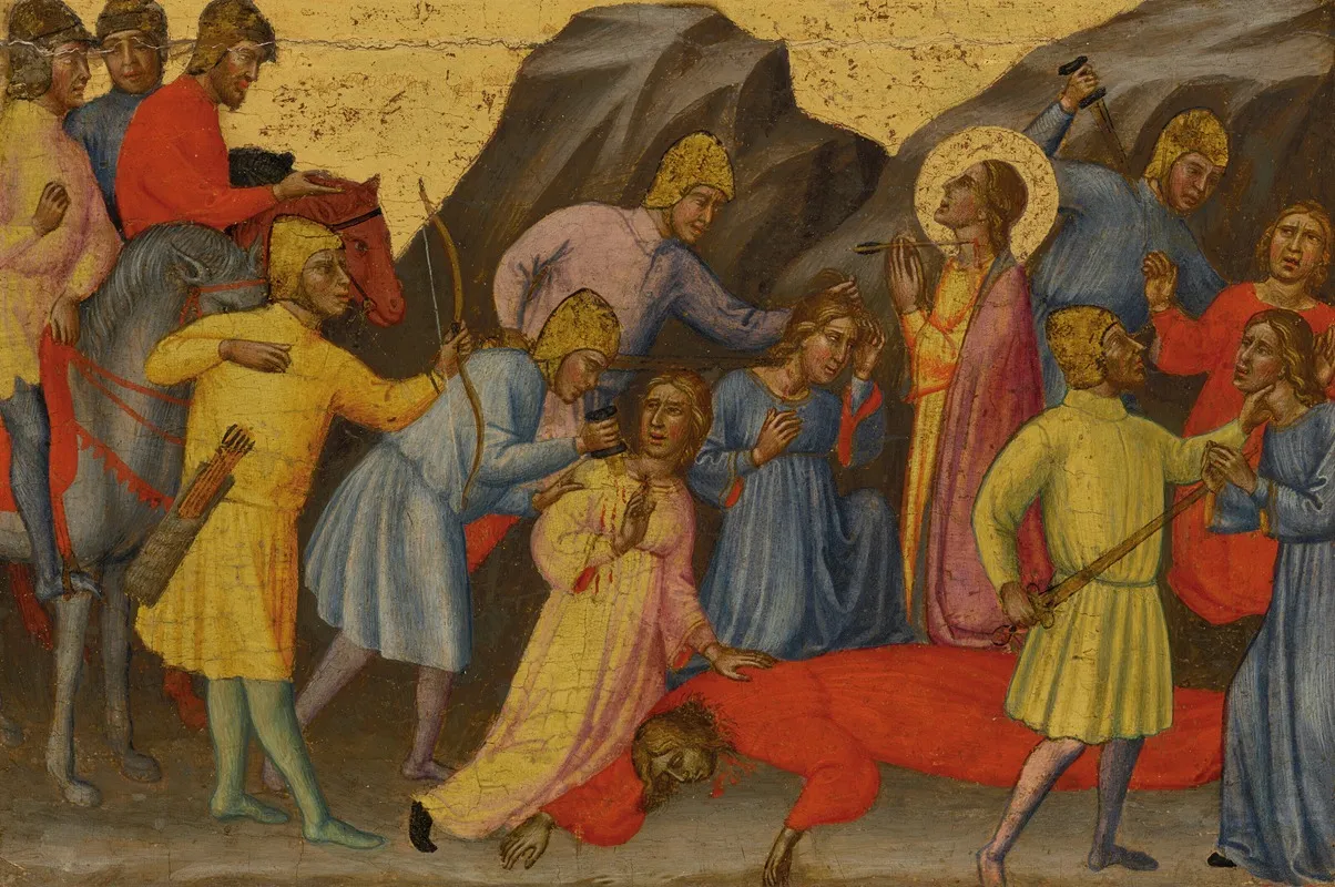 The Martyrdom Of Saint Ursula A Predella Wall Art by Martino Di Bartolomeo Di Biagio - High-Resolution Digital Print