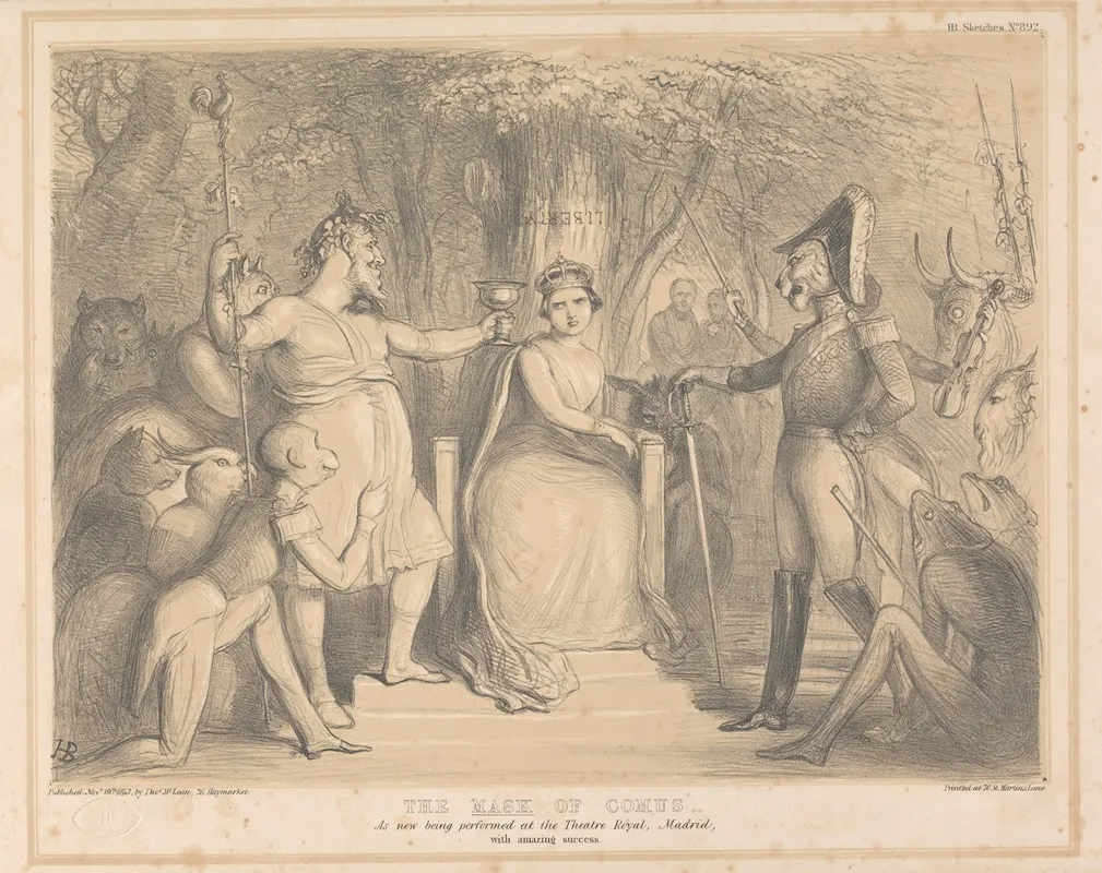 The Mask Of Comus As Now Being Performed At The Theatre Royal Madrid With Amazing Success Wall Art by John Doyle - High-Resolution Digital Print