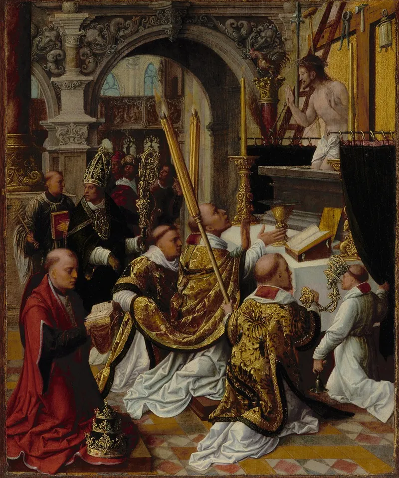 The Mass Of Saint Gregory The Great Wall Art by Adriaen Isenbrandt - High-Resolution Digital Print