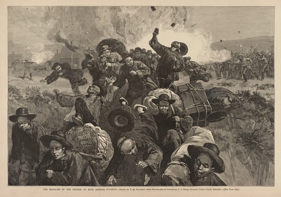 The Massacre Of The Chinese At Rock Springs Wyoming Wall Art by Thure de Thulstrup - High-Resolution Digital Print