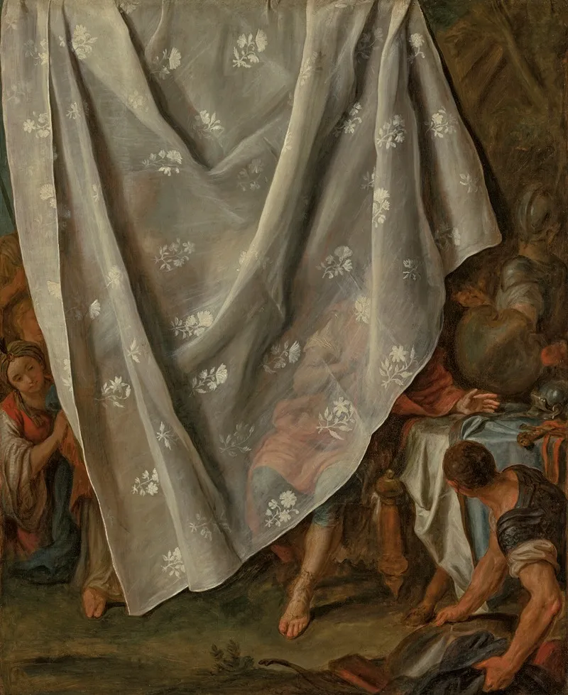 The Meeting Of Alexander The Great And Roxana Behind A Trompe Loeil Curtain Wall Art by Pietro Rotari - High-Resolution Digital Print