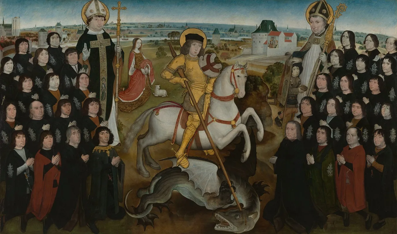 The Members Of The Guild Of The Old Crossbow Of Malines Wall Art by Meester van de Mechelse Sint-Jorisgilde - High-Resolution Digital Print