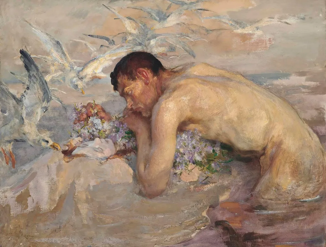 The Merman And The Maid Wall Art by James Jebusa Shannon - High-Resolution Digital Print