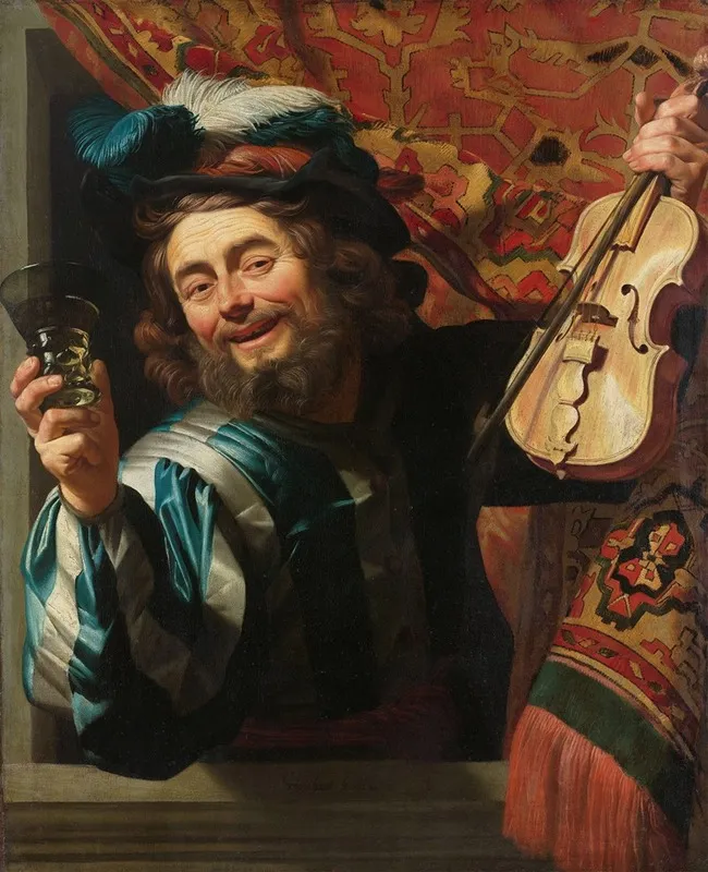 The Merry Fiddler 2 Wall Art by Gerard van Honthorst - High-Resolution Digital Print