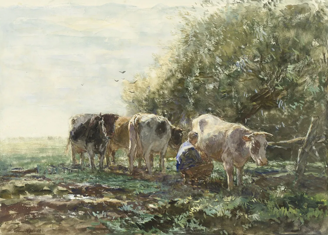 The Milking Pen Wall Art by Willem Maris - High-Resolution Digital Print