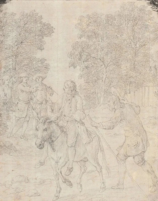 The Miller His Son And The Donkey After Oudrys The Fables Of La Fontaine Wall Art by Charles-Nicolas Cochin - High-Resolution Digital Print