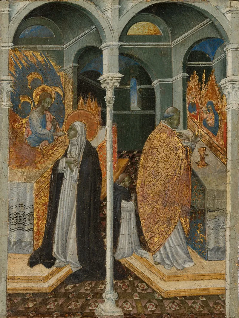 The Miraculous Communion Of Saint Catherine Of Siena 2 Wall Art by Giovanni di Paolo - High-Resolution Digital Print