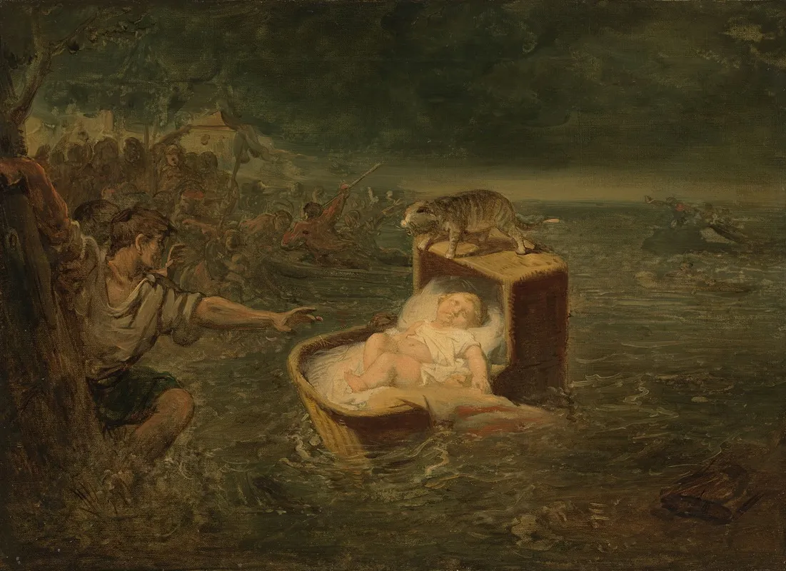 The Miraculous Rescue Of A Child During The St Elisabeth Flood Anno 1421 Wall Art by Johannes Hinderikus Egenberger - High-Resolution Digital Print