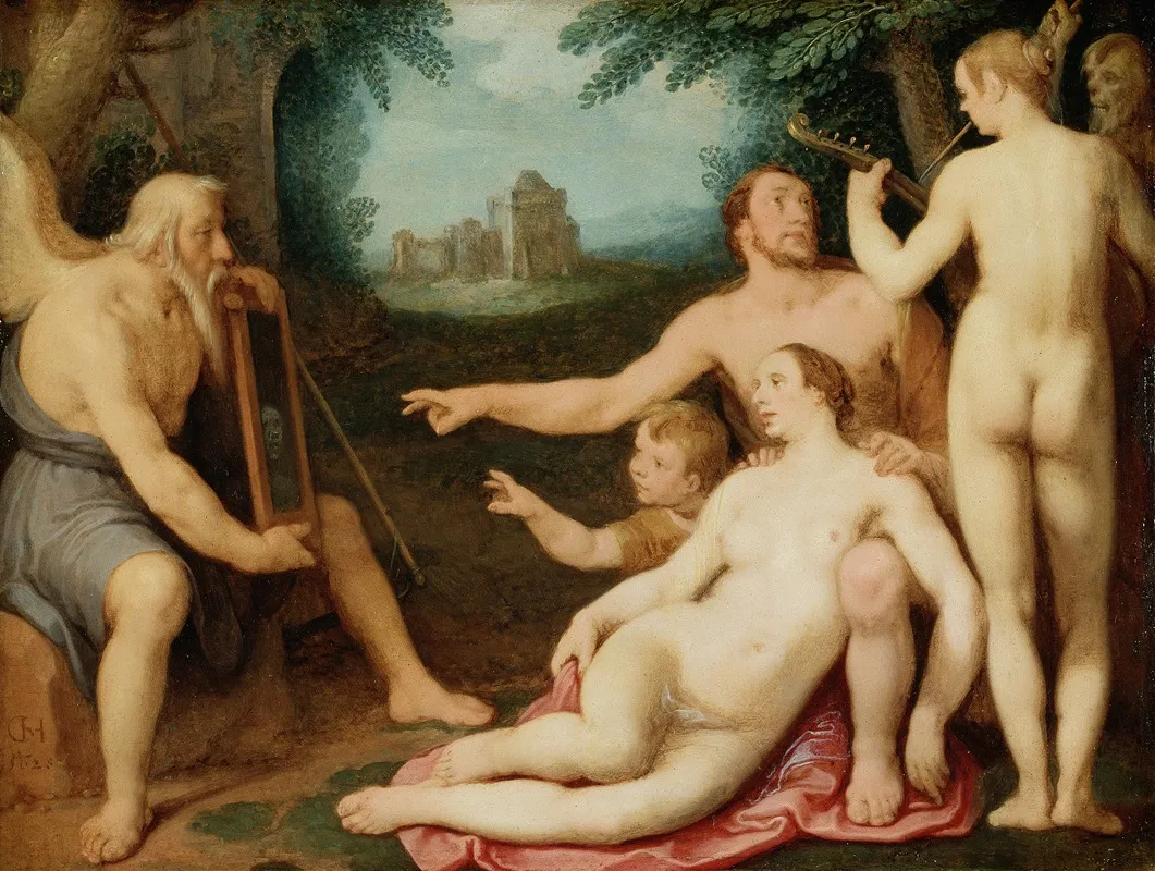 The Mirror Of Time Wall Art by Cornelis Cornelisz Van Haarlem - High-Resolution Digital Print