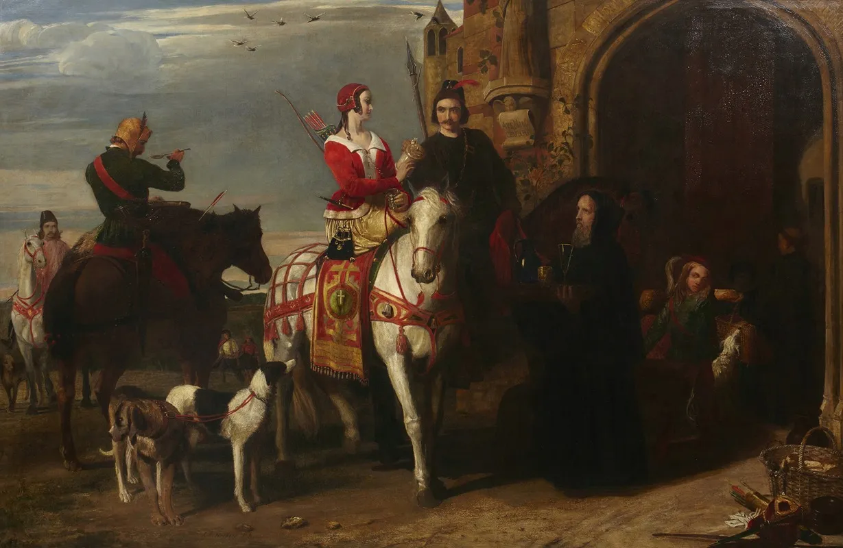 The Monastery In The 14th Century Boar Hunters Refreshed At Saint Augustines Monastery Canterbury Wall Art by John Rogers Herbert - High-Resolution Digital Print