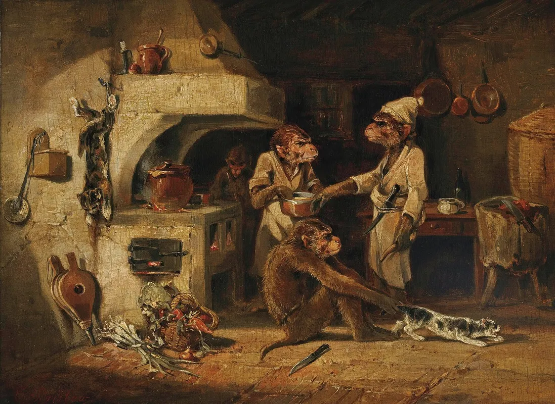 The Monkeys Kitchen Wall Art by Edmund Bristow - High-Resolution Digital Print