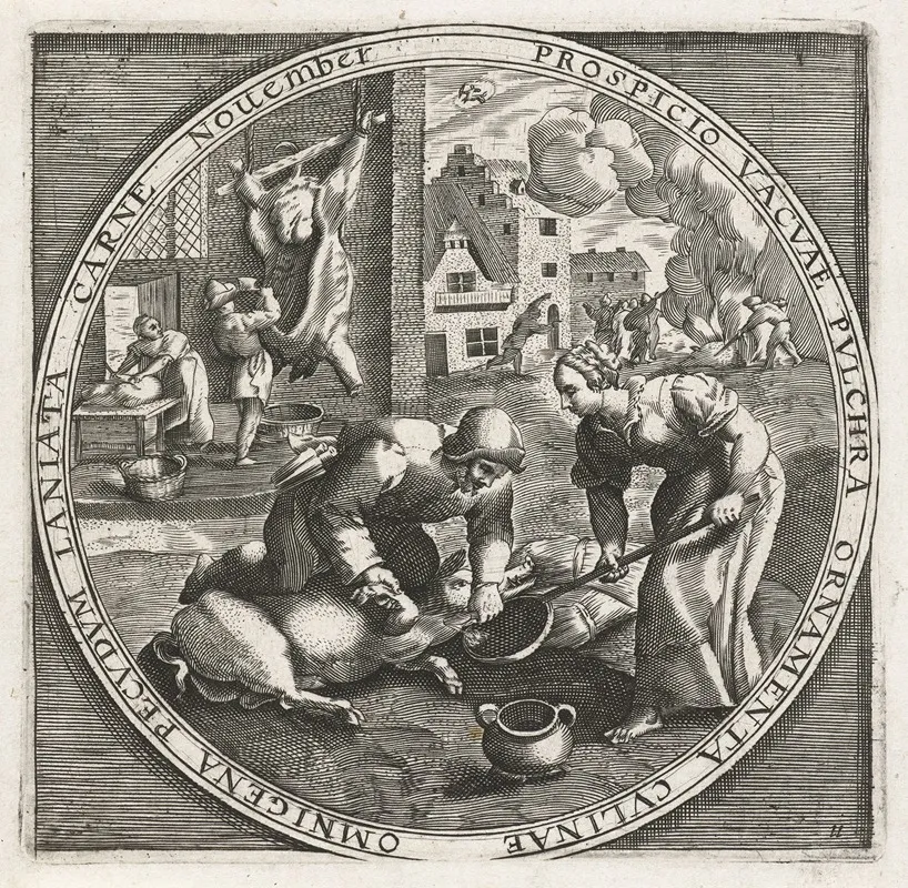 The Month Of November Slaughter Time Wall Art by Crispijn van de Passe the Elder - High-Resolution Digital Print