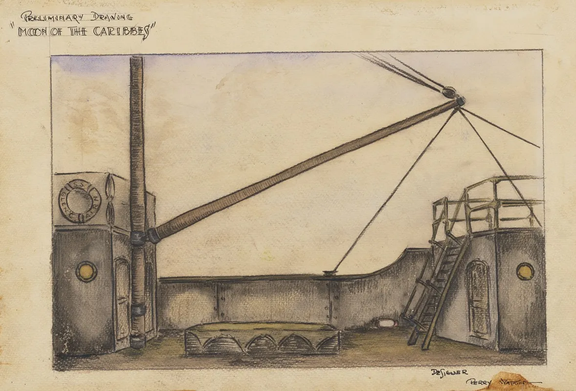 The Moon Of The Caribbees Preliminary Drawing Deck Of The S S Glencairn