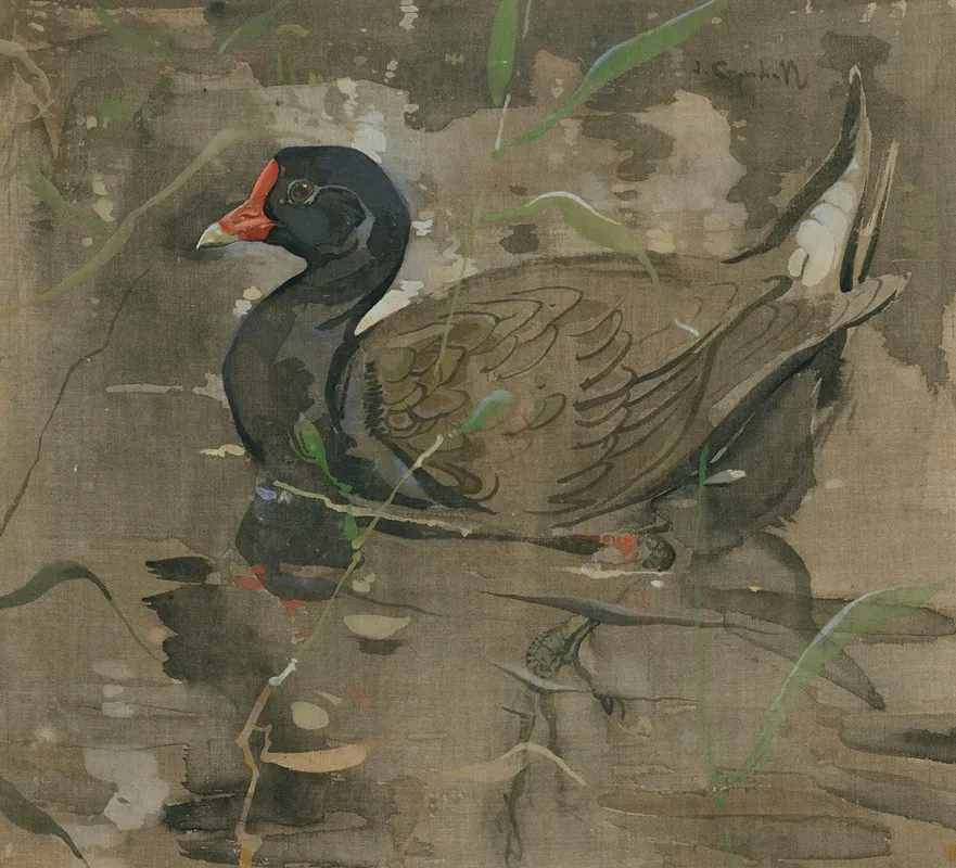 The Moorhen Wall Art by Joseph Crawhall - High-Resolution Digital Print