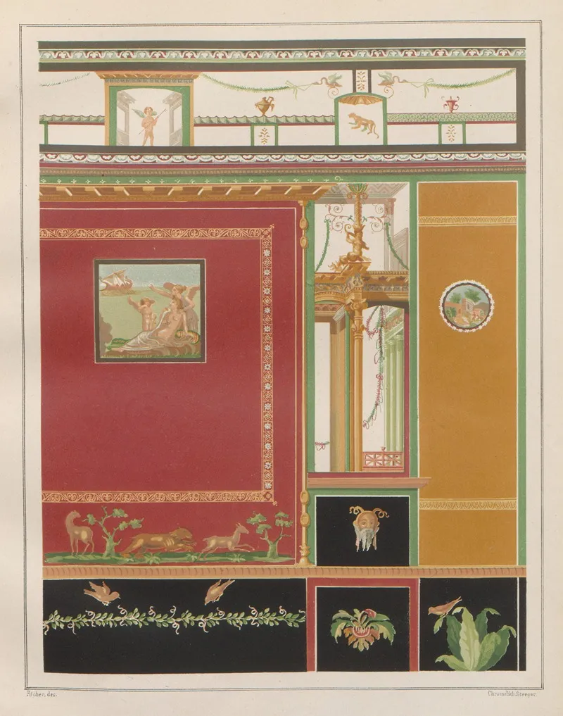 The Most Beautiful Walls In Pompeii Pl 02 Wall Art by Victor Steeger - High-Resolution Digital Print