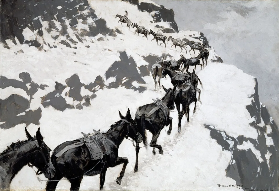 The Mule Pack Wall Art by Frederic Remington - High-Resolution Digital Print