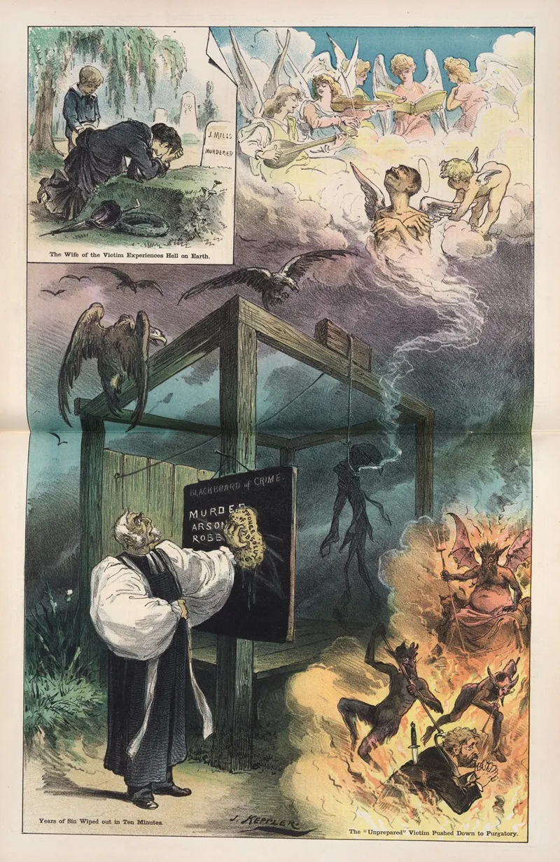The Murderers Straight Route To Heaven Bringing Religion Into Disrepute Wall Art by Joseph Ferdinand Keppler - High-Resolution Digital Print
