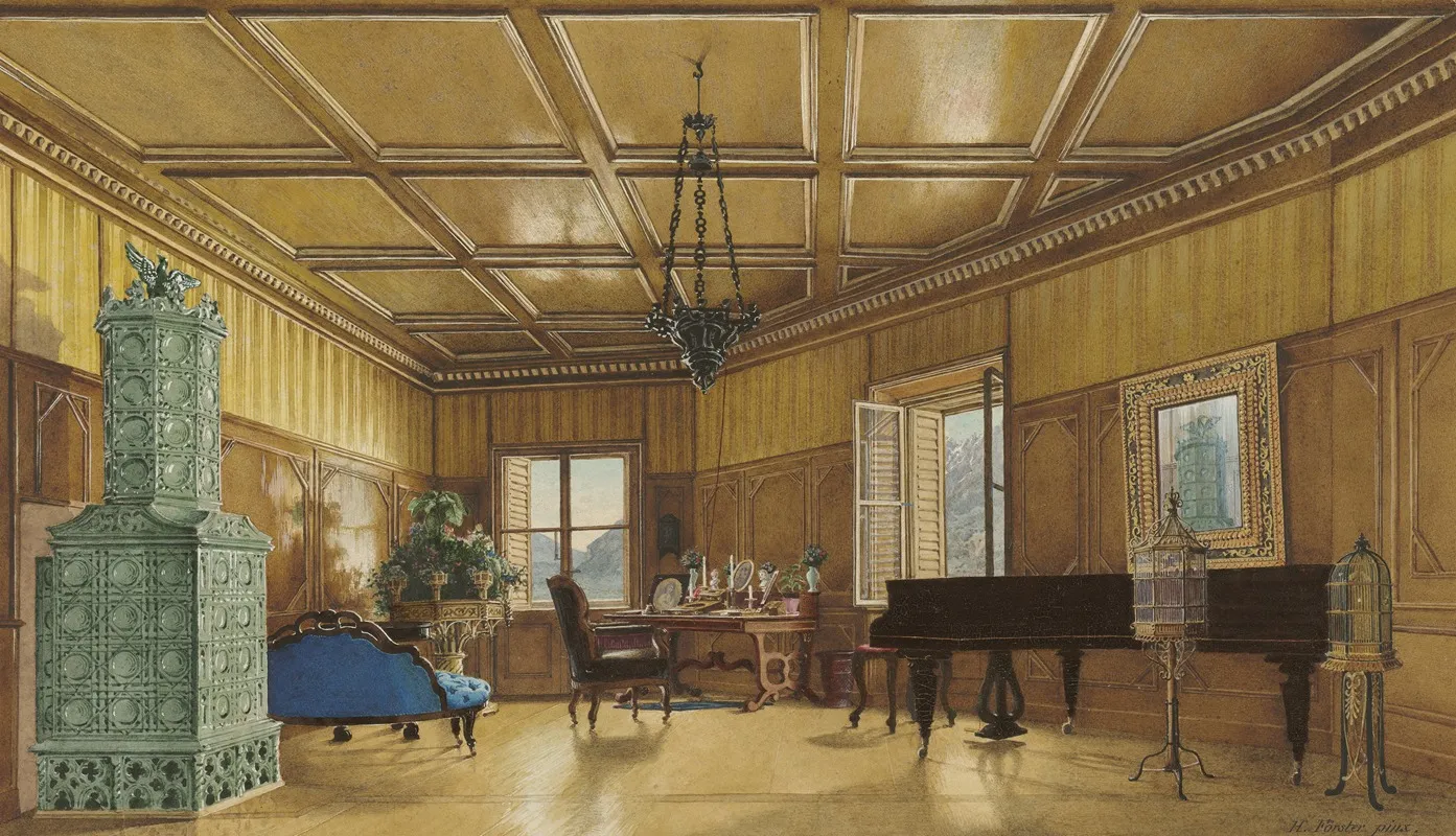 The Music Room Of Archduchess Margarete Princess Of Saxony In Schloss Ambras Wall Art by Heinrich von Förster - High-Resolution Digital Print