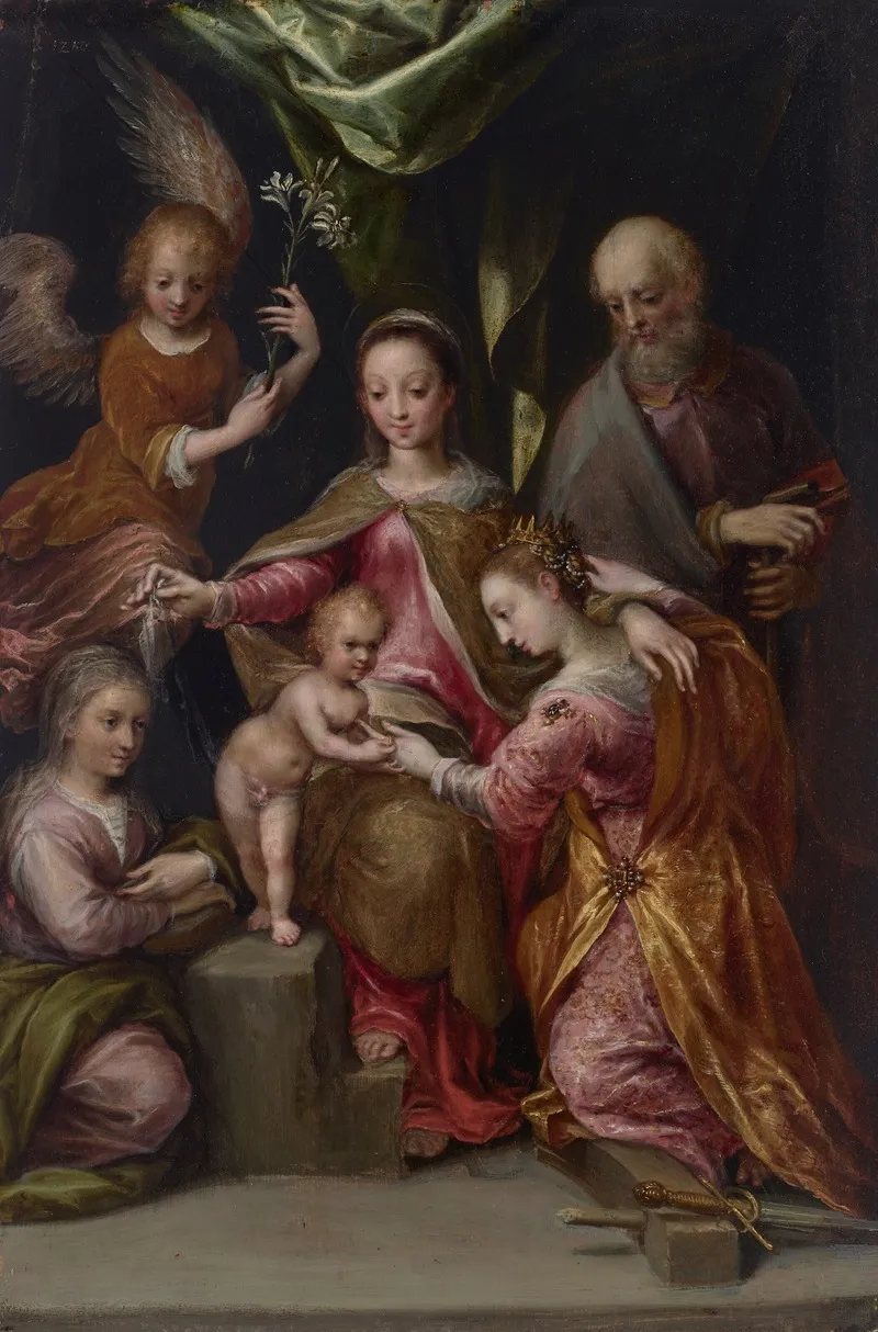 The Mystic Marriage Of Saint Catherine Of Alexandria 4 Wall Art by Dirck de Quade van Ravesteyn - High-Resolution Digital Print