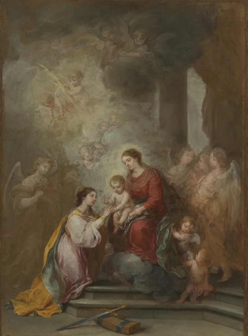 The Mystic Marriage Of Saint Catherine Wall Art by Bartolomé Estebán Murillo - High-Resolution Digital Print