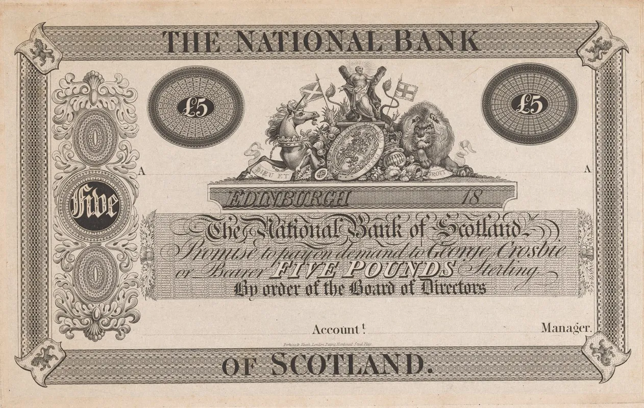 The National Bank Of Scotland Five Pound Note Wall Art by Perkins & Heath - High-Resolution Digital Print
