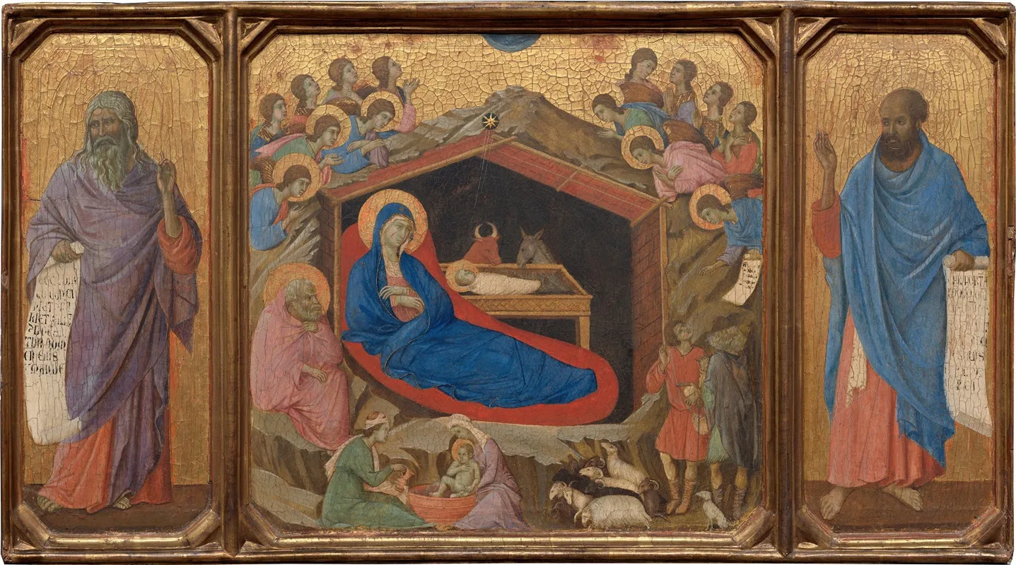 The Nativity With The Prophets Isaiah And Ezekiel Wall Art by Duccio di Buoninsegna - High-Resolution Digital Print