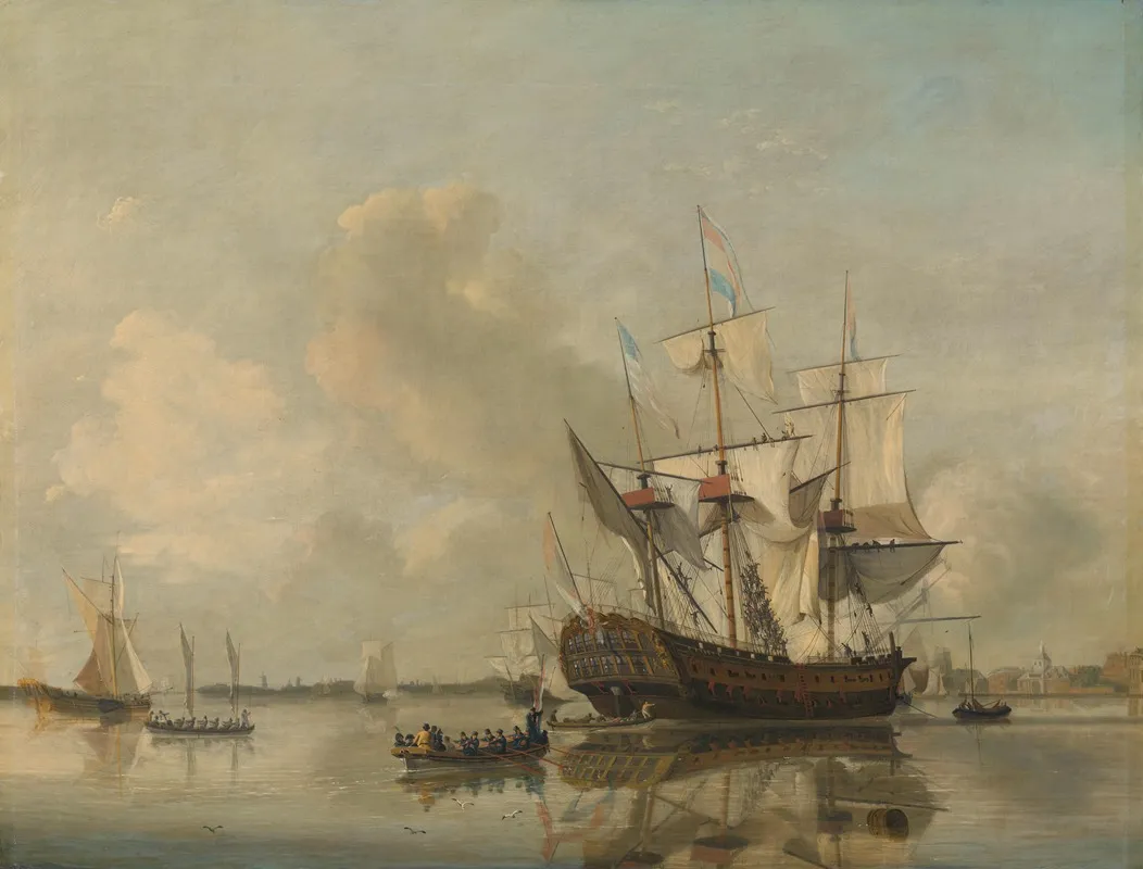 The Navys Frigate Rotterdam On The Maas Off Rotterdam Wall Art by Nicolaas Baur - High-Resolution Digital Print